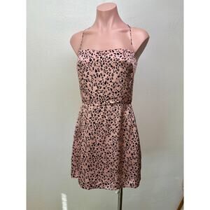 Reformation Silk Cheetah Mini Dress Pink/Black US 6 Spaghetti Strap